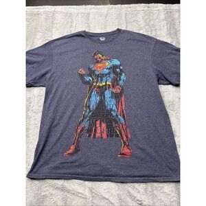 DC Comics SUPERMAN SUPER HERO MAN Of STEEL Word Puzzle Body TEE T Shirt MEN'S XL